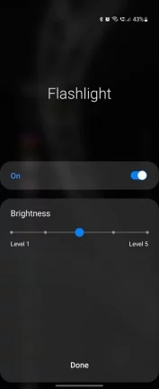 Flashlight brightness slider in Samsung’s One UI 4